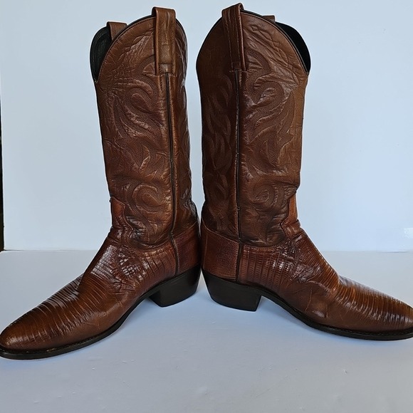 Vintage Dan Post‎ Men's TEJU Lizard Cowboy Boots Brown Size 7.5 D -  1706 - Picture 12 of 16